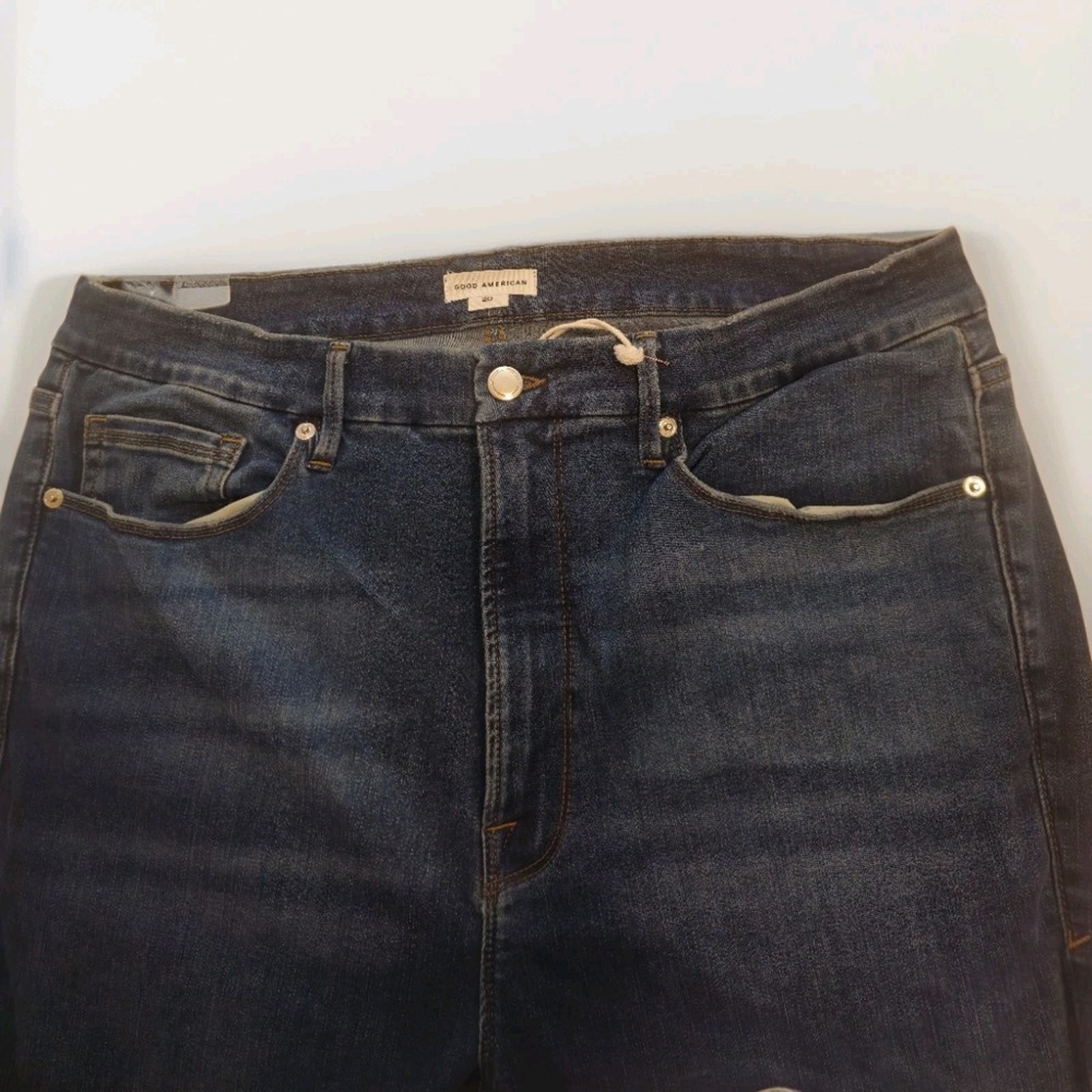 Good American Good Legs Skinny Jeans Size 20 High Rise Blue Raw Hem Stretch Plus - Picture 5 of 9